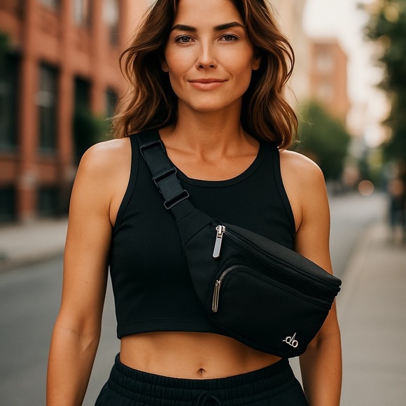 Alo Yoga Explorer Fanny Pack Black Nylon New - Picture 1 of 6